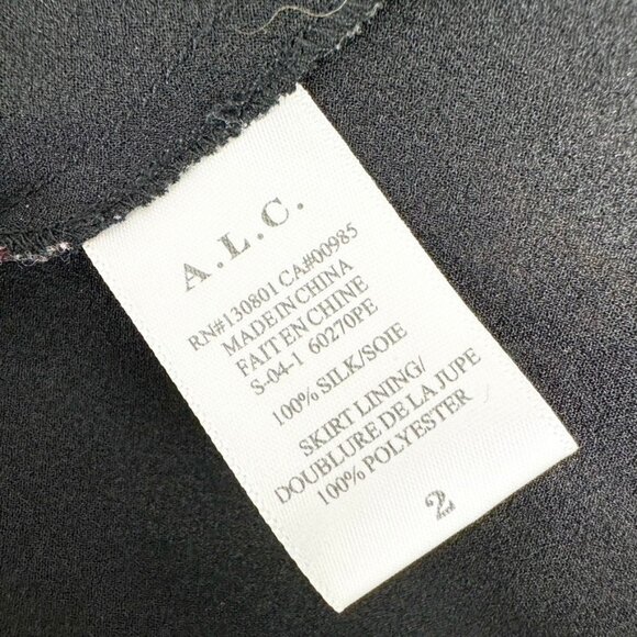 A.L.C. Hartmann Scarf Print Sleeveless Asymmetric Silk Dress Black Size 2 - Picture 11 of 12